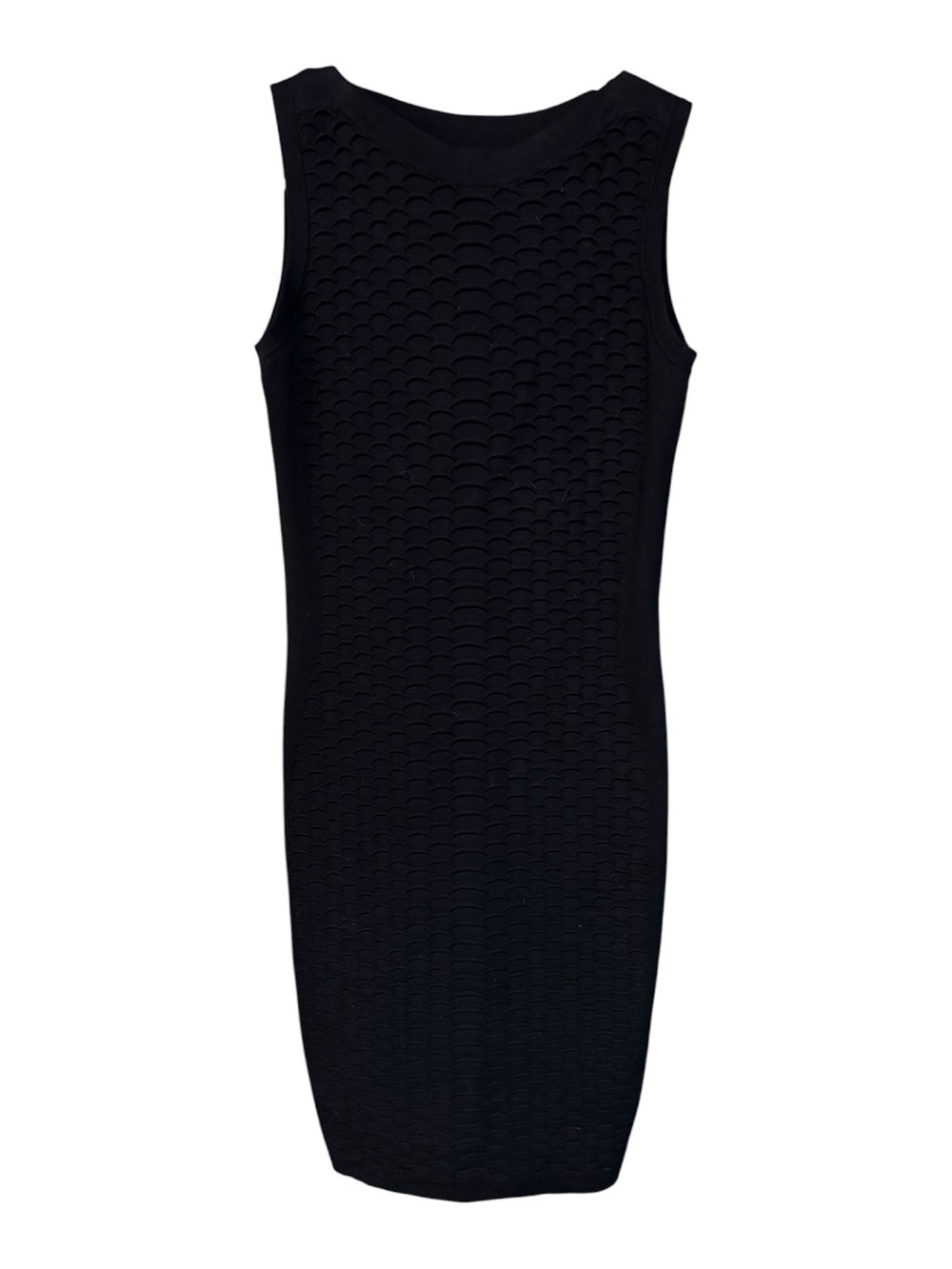 Karen Millen Black Textured Sleeveless Midi Bodycon Dress